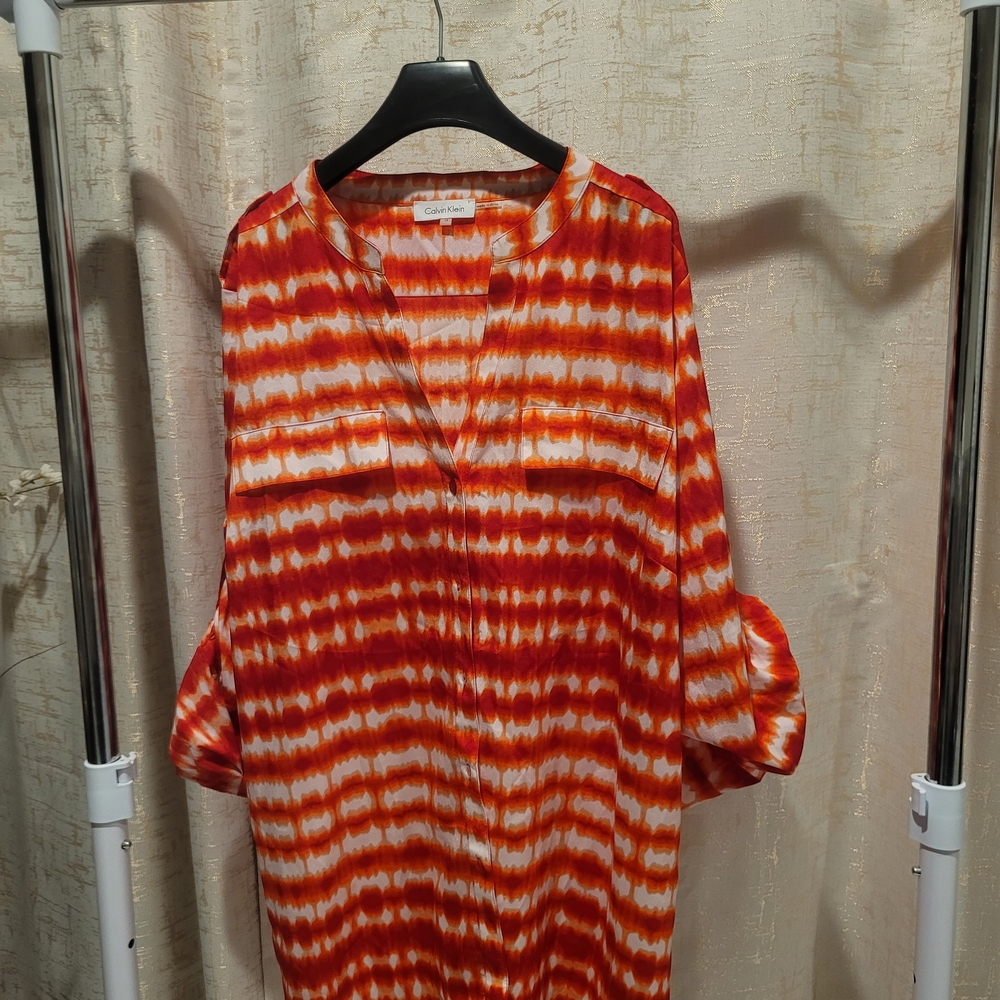 Calvin Klein Collection Red and White Blouse